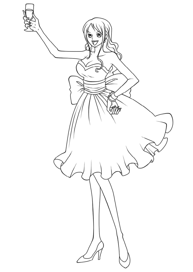 Cheerful Nami From One Piece Coloring Page Anime Coloring Pages
