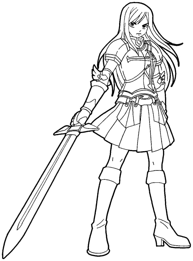 Printable Erza Scarlet Coloring Pages   Anime Coloring Pages