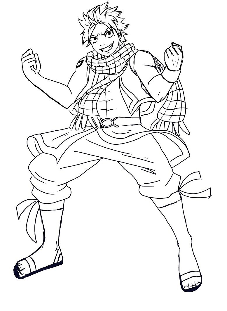 Funny Natsu Fairy Tail Coloring Page Anime Coloring Pages
