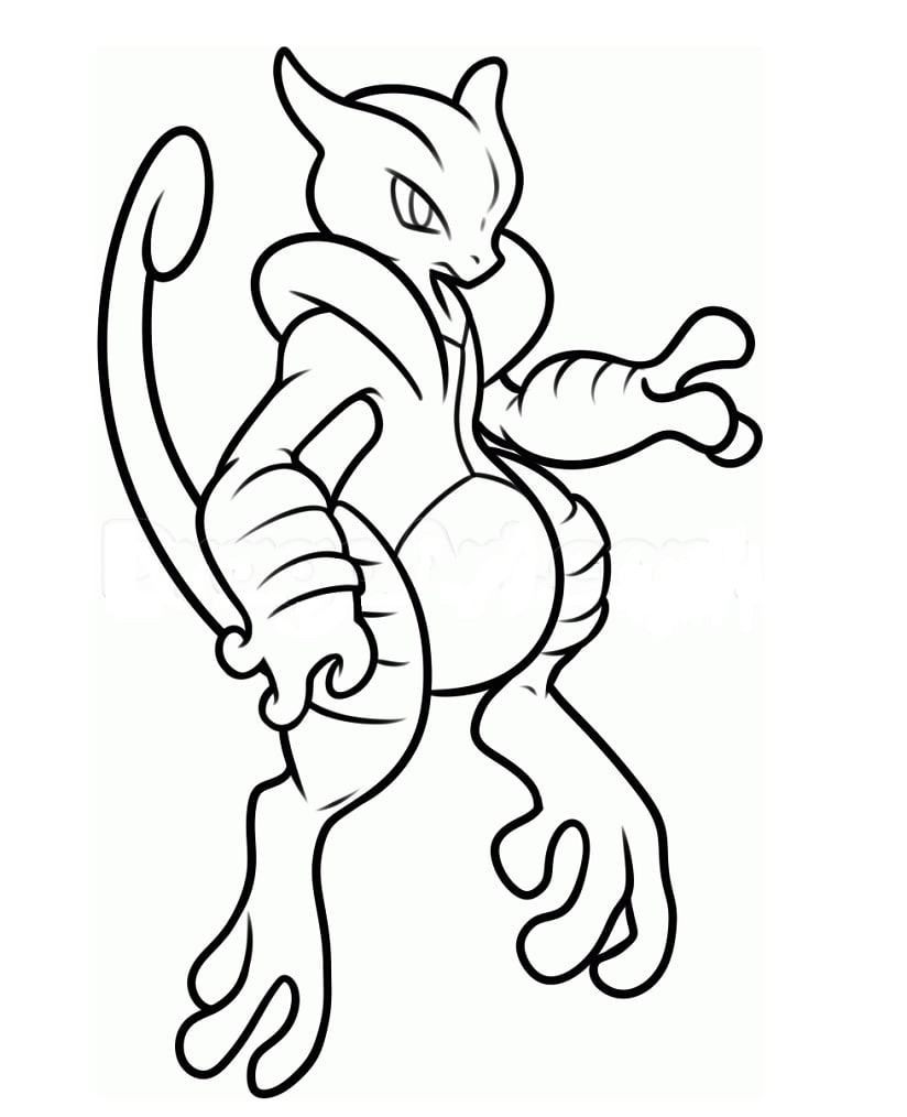 Mewtwo 3 Coloring Page - Anime Coloring Pages