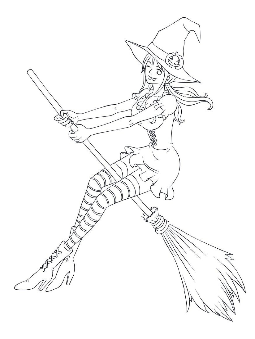 Nami with a broom