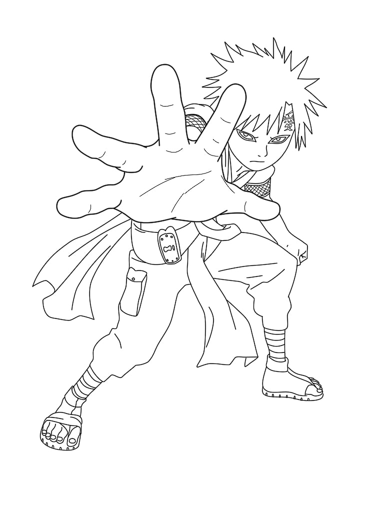 Printable Gaara Coloring Page - Anime Coloring Pages