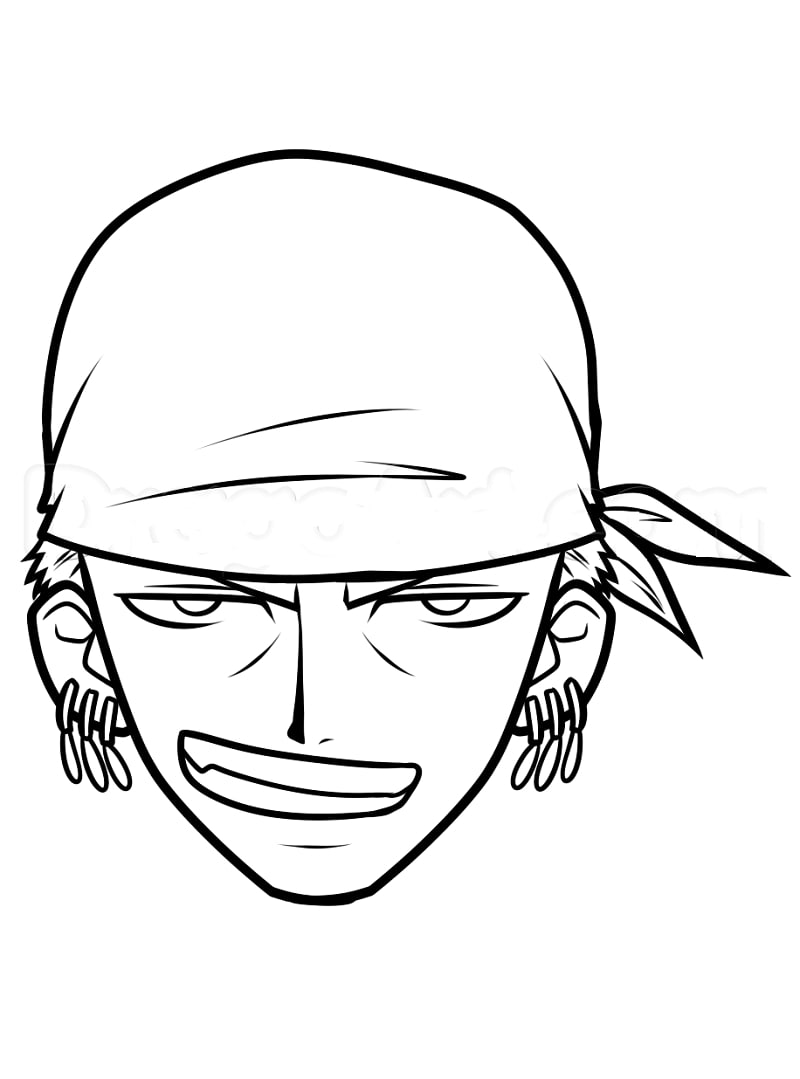 Zoro's Face Coloring Page - Anime Coloring Pages.