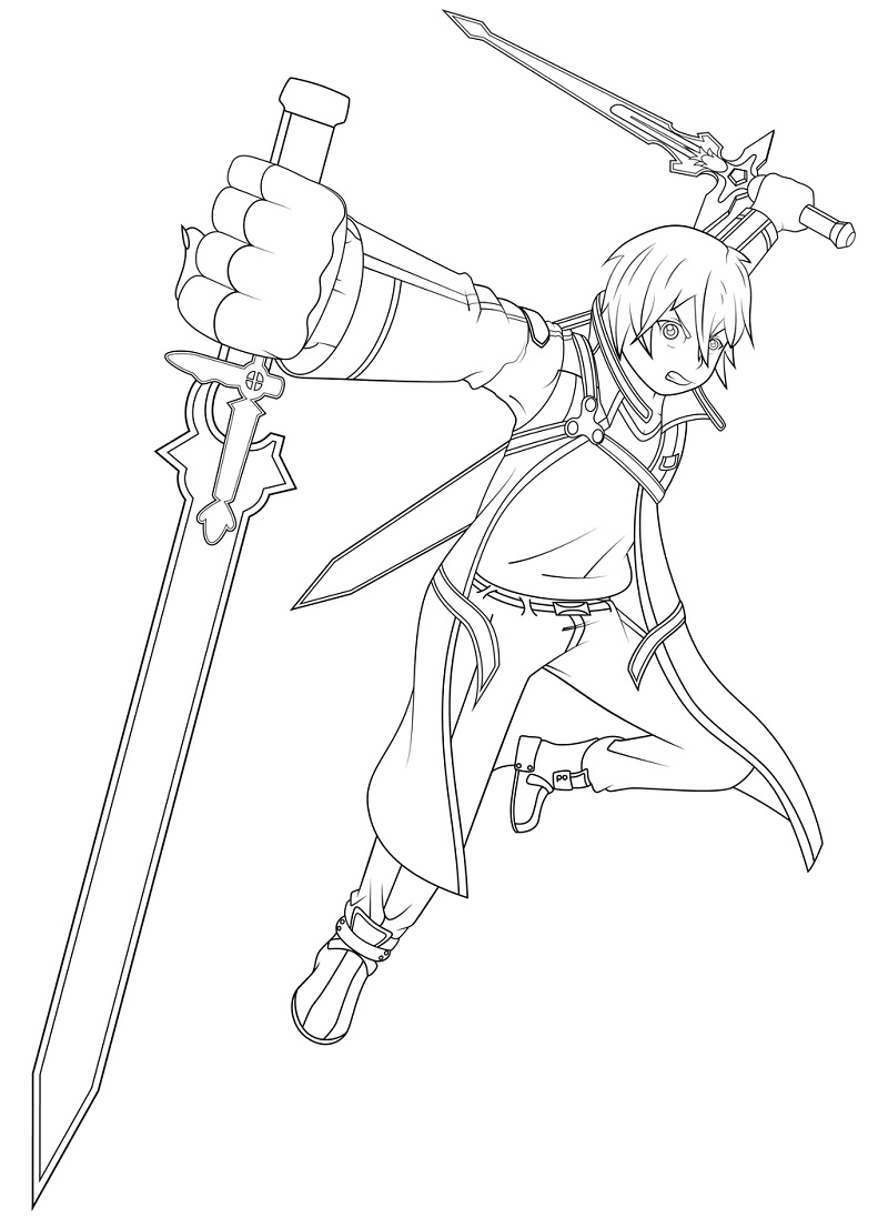 Printable Kirito Coloring Pages   Anime Coloring Pages