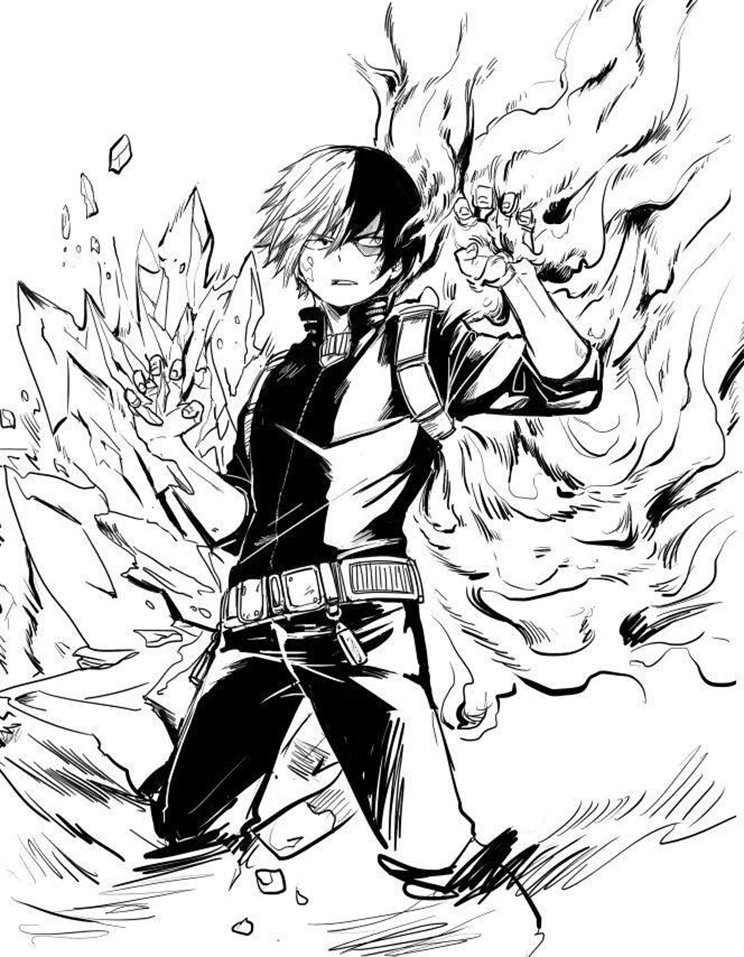 Anime Coloring Pages Todoroki - Coloring and Drawing