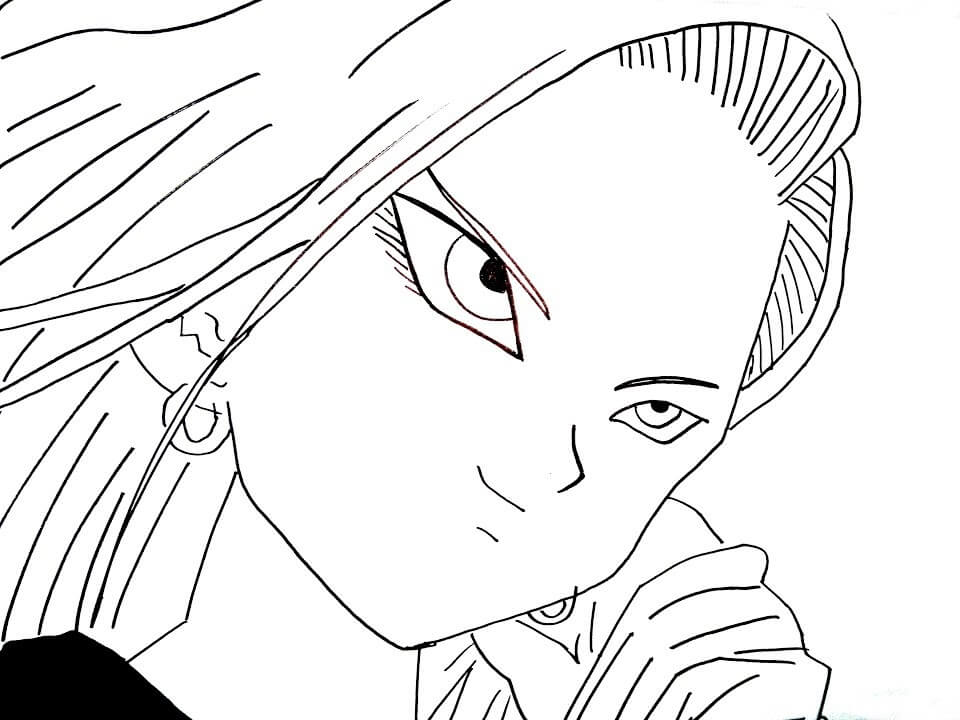 android 18 is smiling
