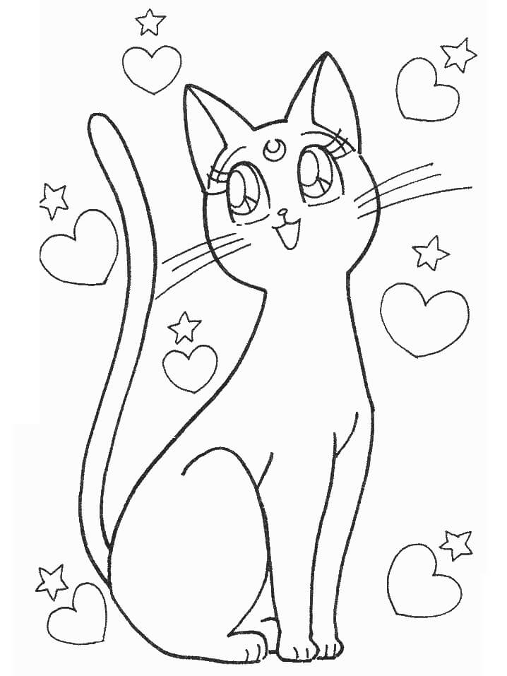 Adorable Cat Sailor Moon Coloring Page Anime Coloring Pages