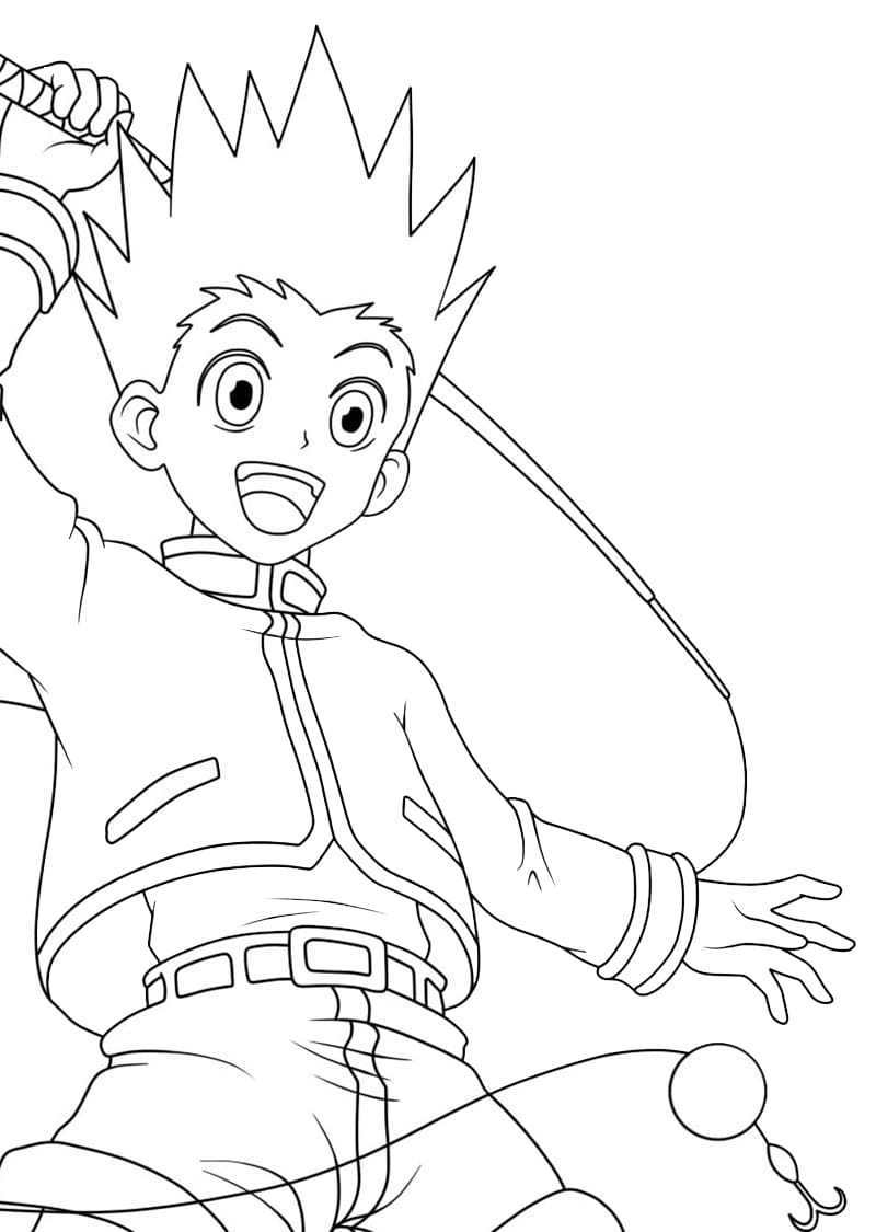 gon and fishing rod Coloring Page   Anime Coloring Pages