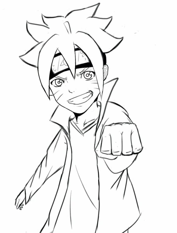 Desenhos de Boruto Sorrindo para Colorir e Imprimir 