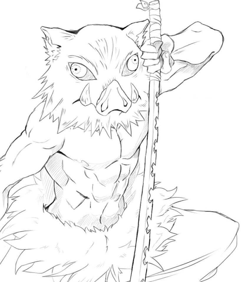 Inosuke In Demon Slayer Coloring Page Anime Coloring Pages