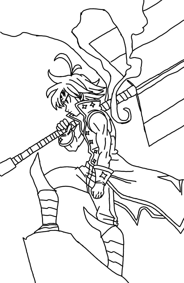 awesome meliodas Coloring Page   Anime Coloring Pages