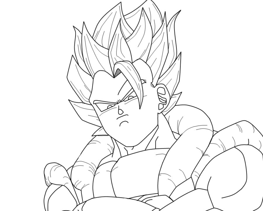 Chibi SSJ4 Gogeta Smiling Coloring Page - Free Printable Coloring