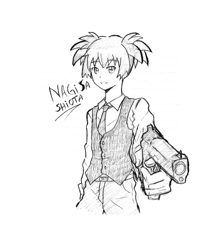 nagisa holding pistol