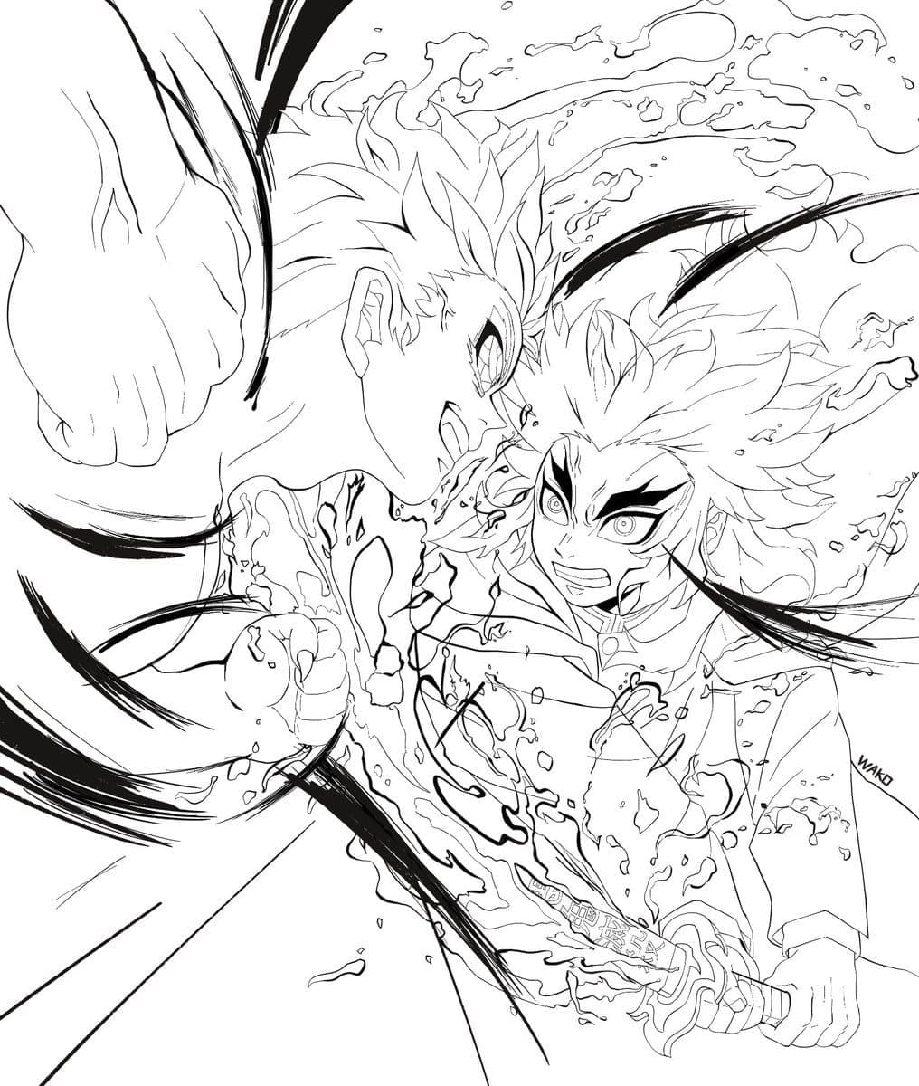 Rengoku coloring page