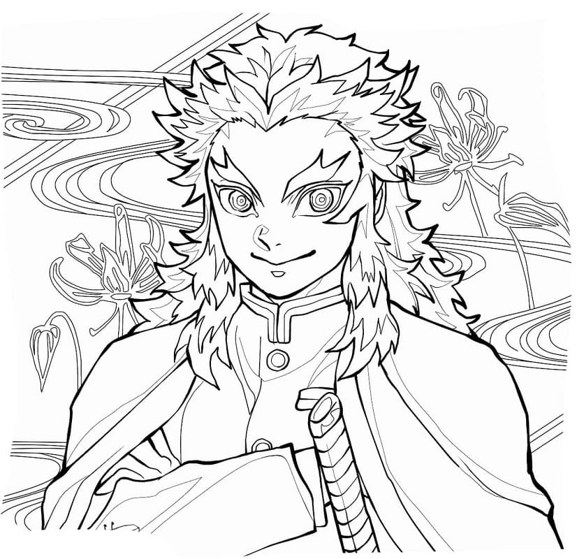 Kyojuro Rengoku From Demon Slayer Coloring Page Anime Coloring Pages