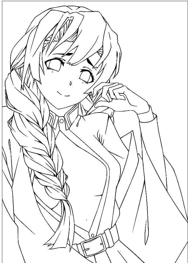 Lovely Mitsuri Kanroji Coloring Page - Anime Coloring Pages