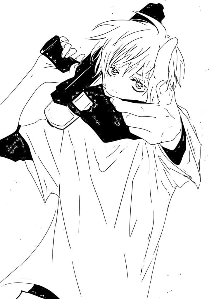 Toge Inumaki Holding a Gun