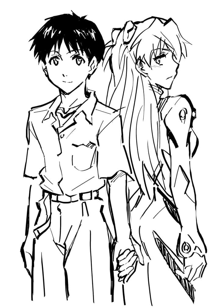 Asuka Langley and Shinji Ikari