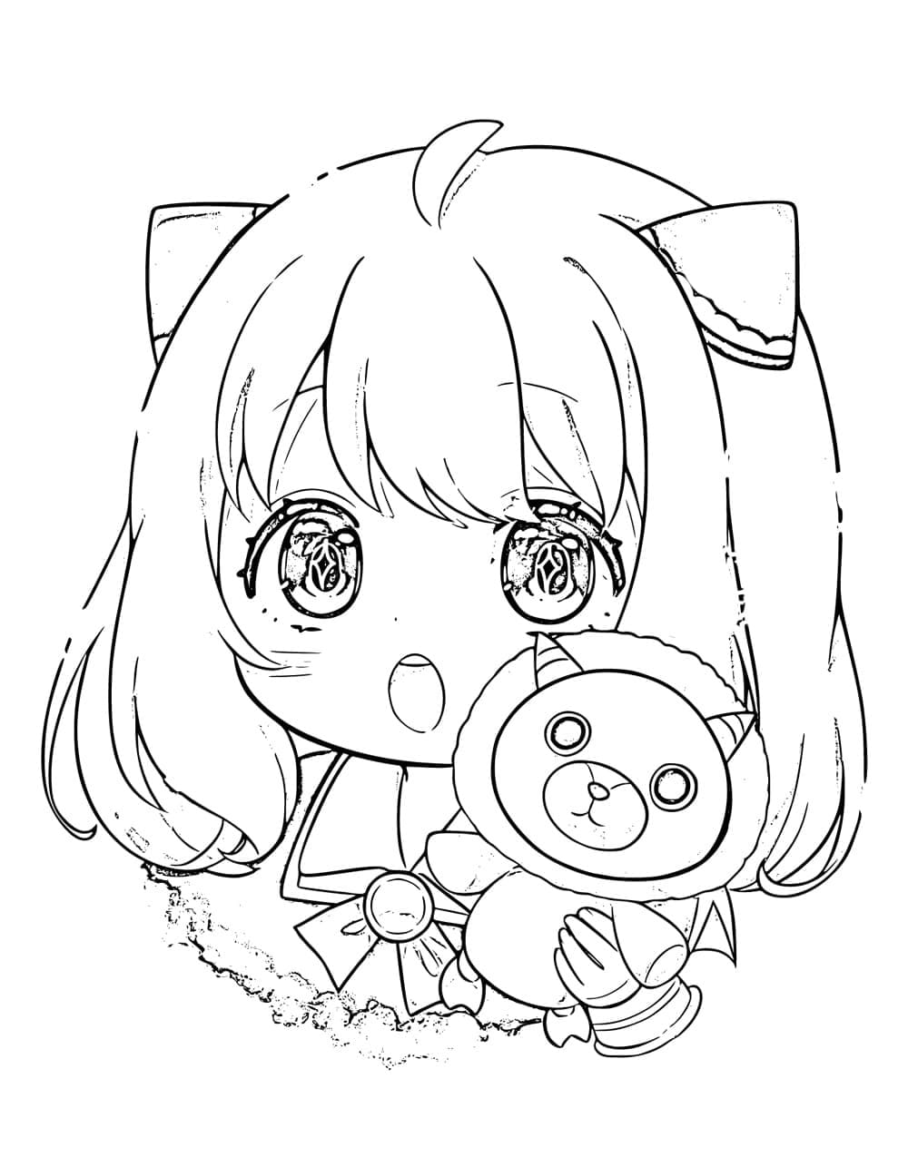 Chibi Anya Forger Coloring Page - Anime Coloring Pages