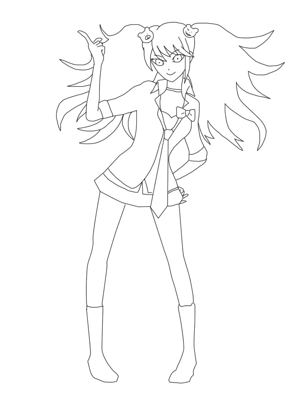 Junko Enoshima from Danganronpa Coloring Page   Anime Coloring Pages