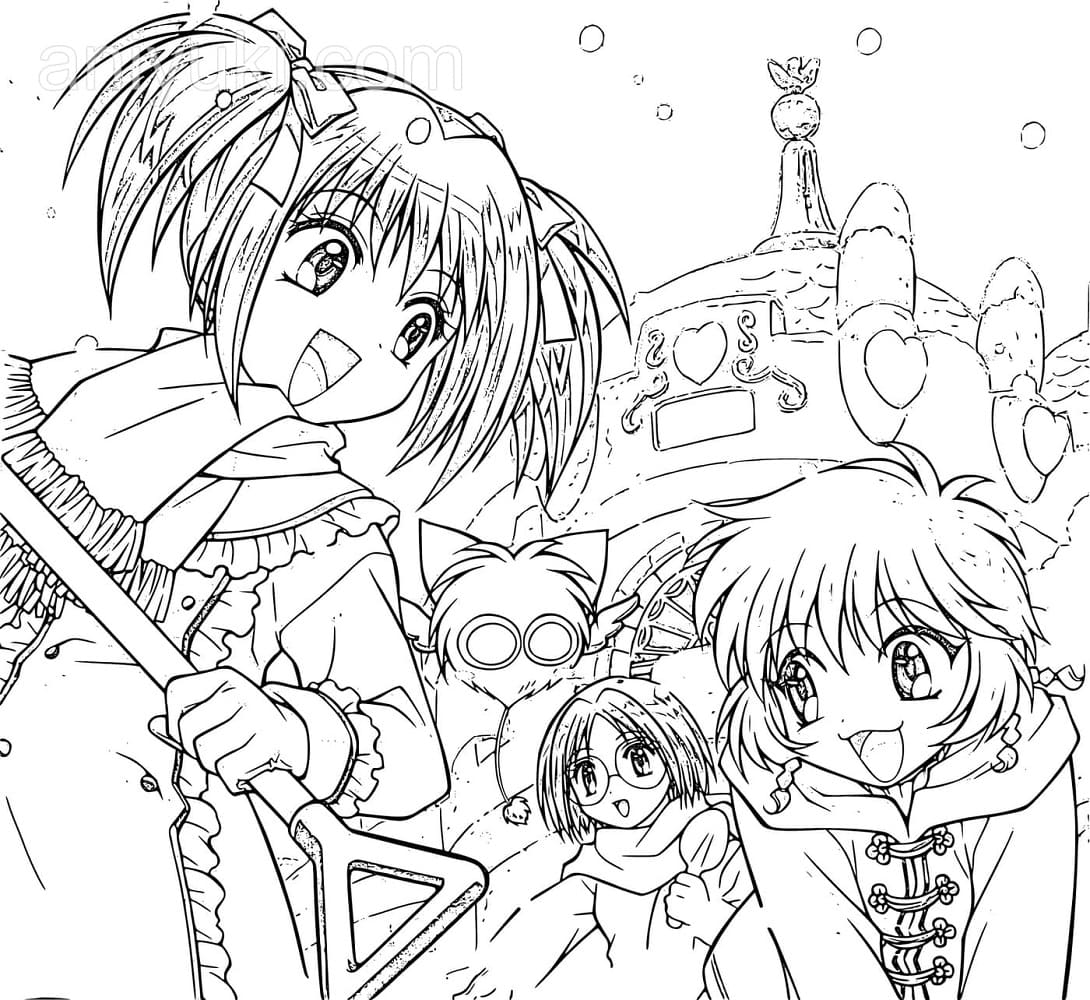 Anime Girls from Tokyo Mew Mew Coloring Page - Anime Coloring Pages