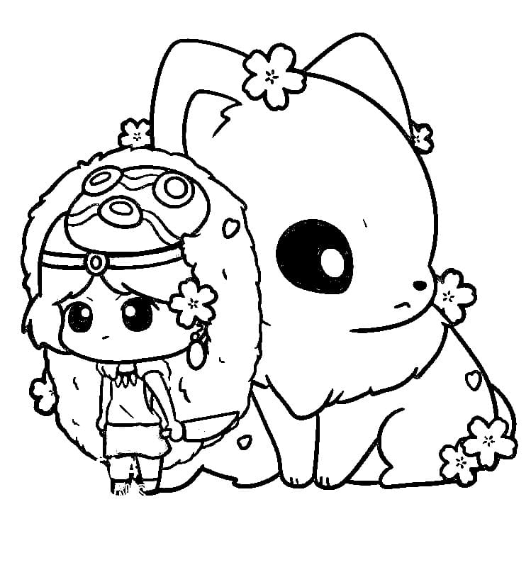Chibi Princess Mononoke and Moro