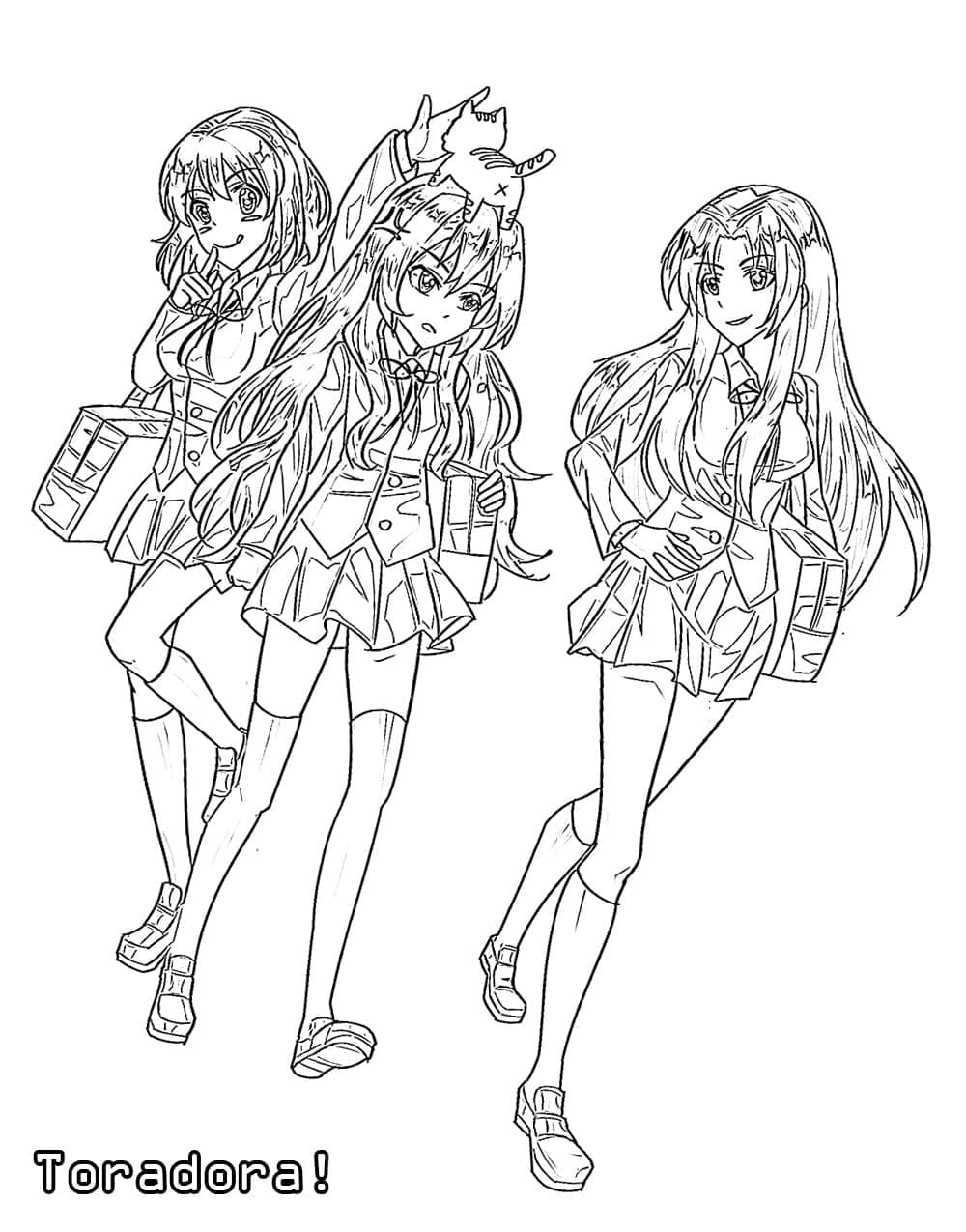 Anime Girls from Toradora Coloring Page - Anime Coloring Pages