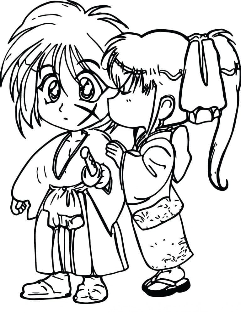 Chibi Himura Kenshin and Kamiya Kaoru